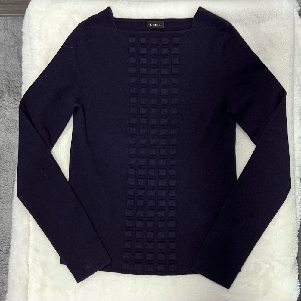 Akris Navy Crew Neck Sweater Size4